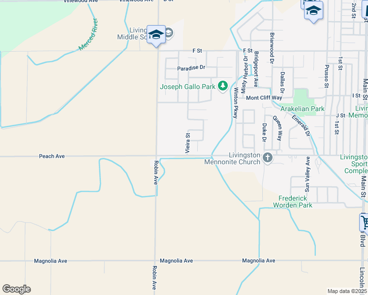 map of restaurants, bars, coffee shops, grocery stores, and more near 1653 Vieira Street in Livingston