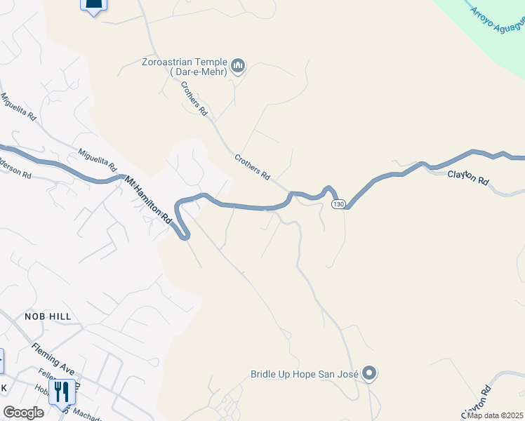 map of restaurants, bars, coffee shops, grocery stores, and more near 12655 Mount Hamilton Road in Mount Hamilton