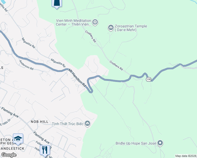 map of restaurants, bars, coffee shops, grocery stores, and more near 12355 Mount Hamilton Road in Mount Hamilton