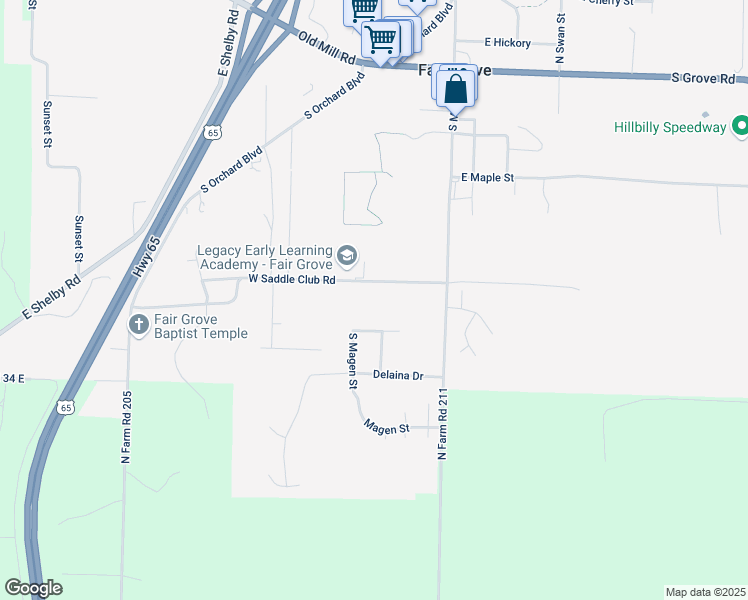 map of restaurants, bars, coffee shops, grocery stores, and more near 127 Crystal Brook Cove in Fair Grove