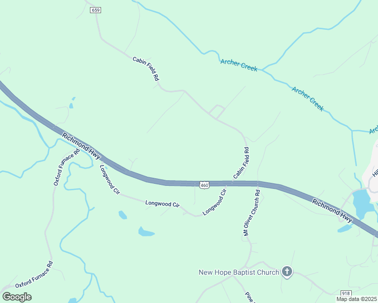 map of restaurants, bars, coffee shops, grocery stores, and more near 40 Cabin Field Road in Lynchburg