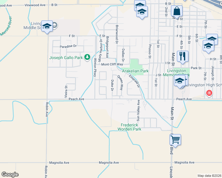 map of restaurants, bars, coffee shops, grocery stores, and more near 838 Count Drive in Livingston