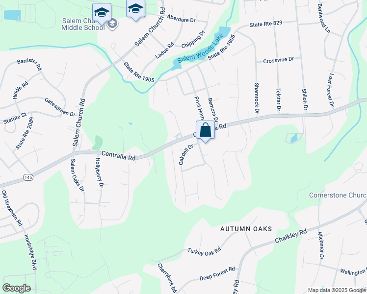 map of restaurants, bars, coffee shops, grocery stores, and more near 5600 Oakdell Place in Richmond