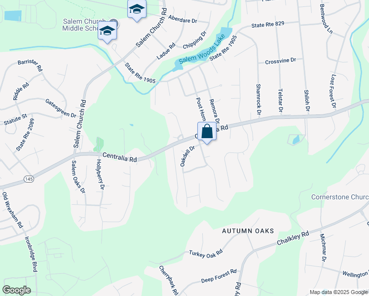 map of restaurants, bars, coffee shops, grocery stores, and more near 5600 Oakdell Place in Richmond