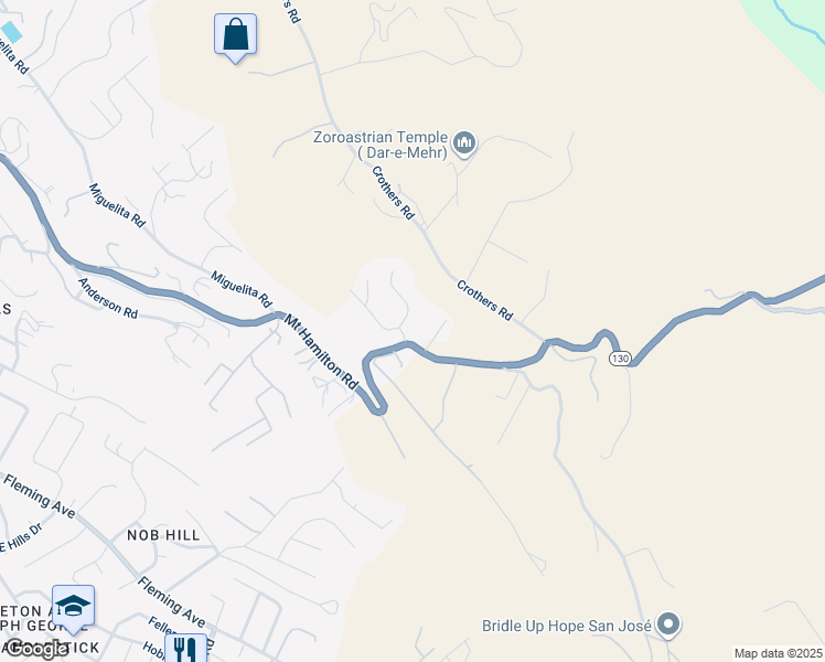 map of restaurants, bars, coffee shops, grocery stores, and more near 10020 Roseview Drive in San Jose