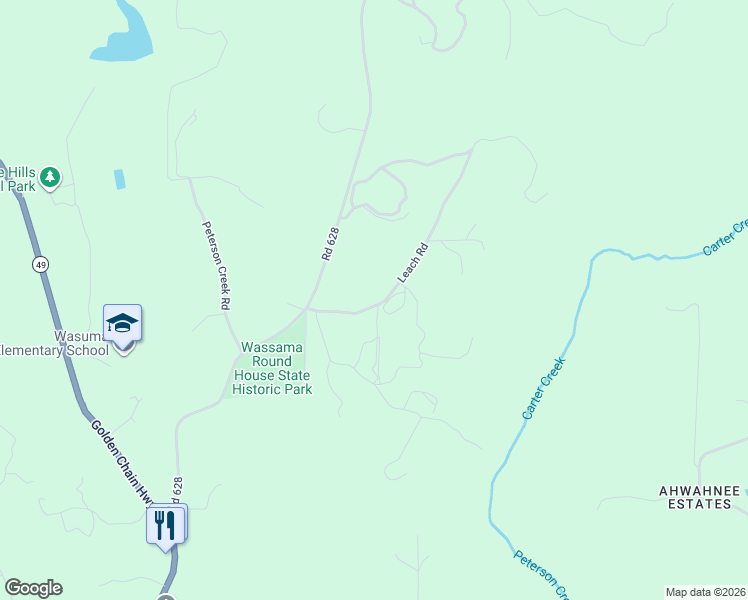 map of restaurants, bars, coffee shops, grocery stores, and more near 43166 Leach Road in Ahwahnee