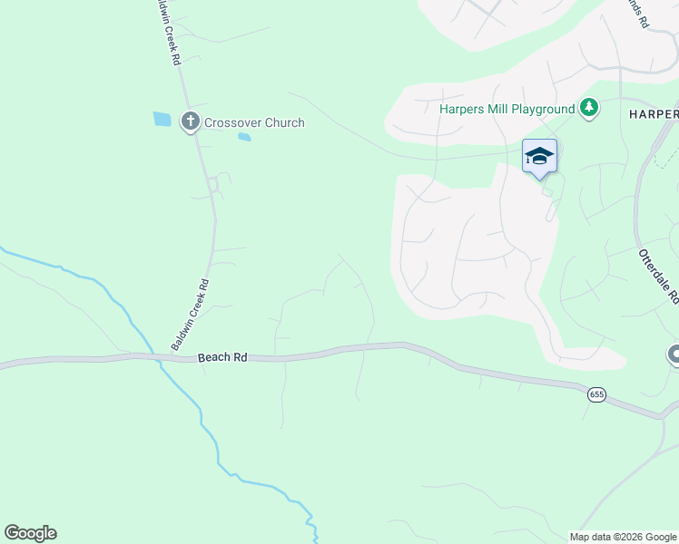map of restaurants, bars, coffee shops, grocery stores, and more near 16900 Beach Road in Chesterfield