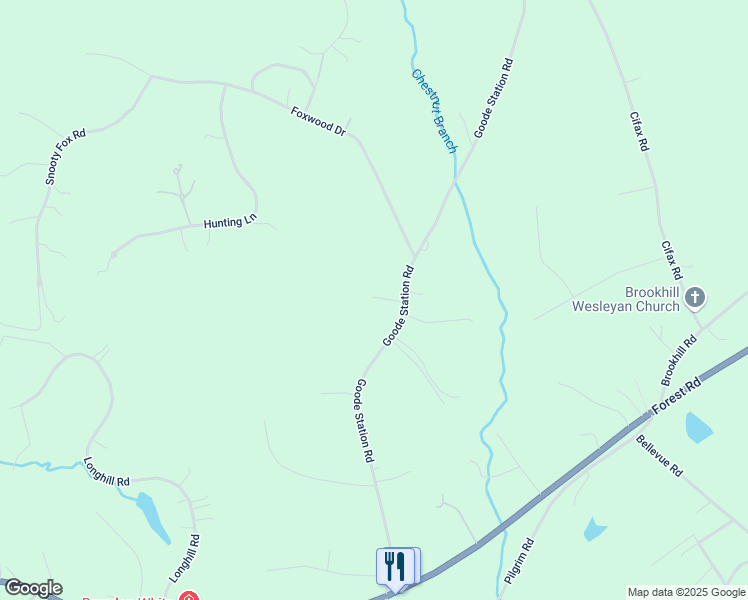 map of restaurants, bars, coffee shops, grocery stores, and more near 3304 Goode Station Road in Goode
