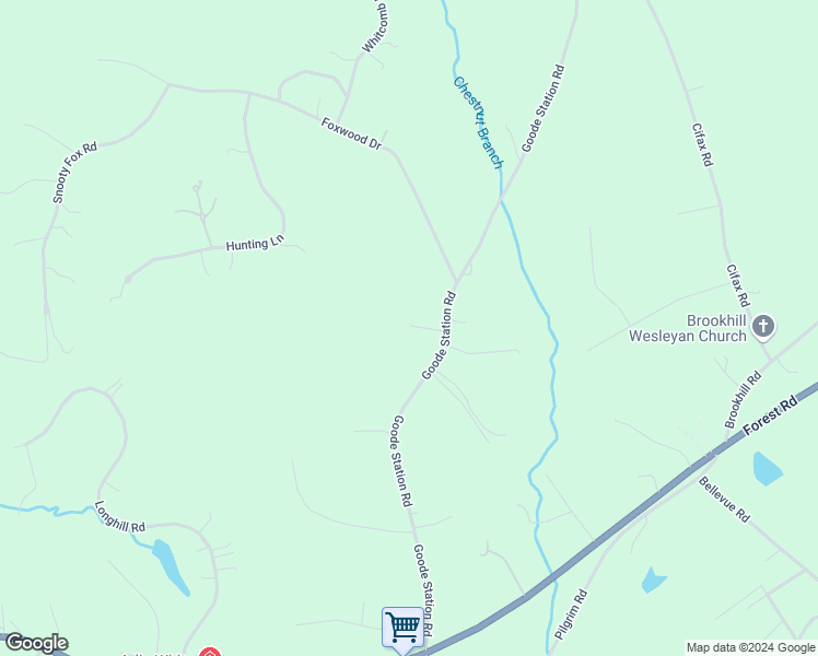 map of restaurants, bars, coffee shops, grocery stores, and more near 3304 Goode Station Road in Goode