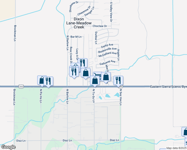 map of restaurants, bars, coffee shops, grocery stores, and more near 1400-1432 Matlick Lane in Bishop