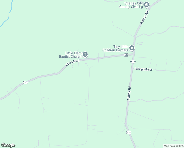 map of restaurants, bars, coffee shops, grocery stores, and more near 8220 Little Elam Road in Charles City