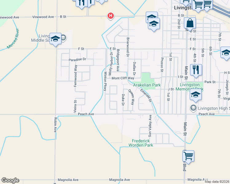 map of restaurants, bars, coffee shops, grocery stores, and more near 738 Kensington Drive in Livingston