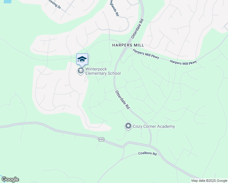 map of restaurants, bars, coffee shops, grocery stores, and more near 8450 Otterdale Road in Chesterfield