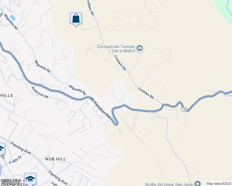 map of restaurants, bars, coffee shops, grocery stores, and more near 10116 Vista Valle Court in San Jose