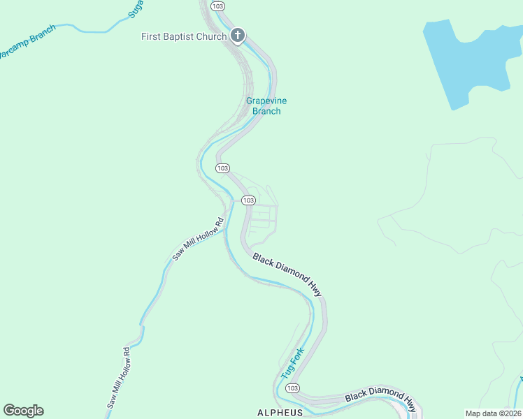 map of restaurants, bars, coffee shops, grocery stores, and more near 1st Street in Welch