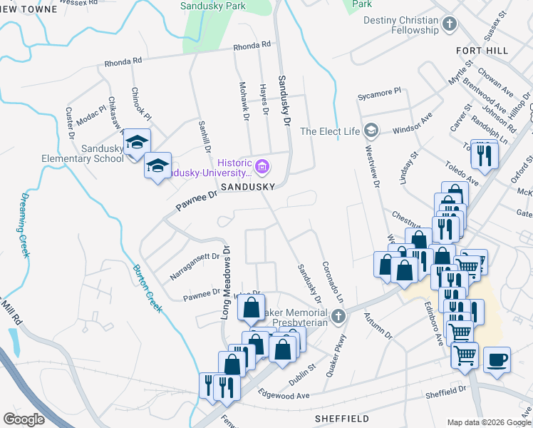 map of restaurants, bars, coffee shops, grocery stores, and more near 5905 Hines Circle in Lynchburg