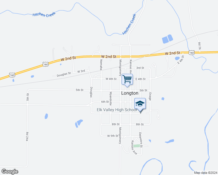 map of restaurants, bars, coffee shops, grocery stores, and more near Wyandotte Street in Longton