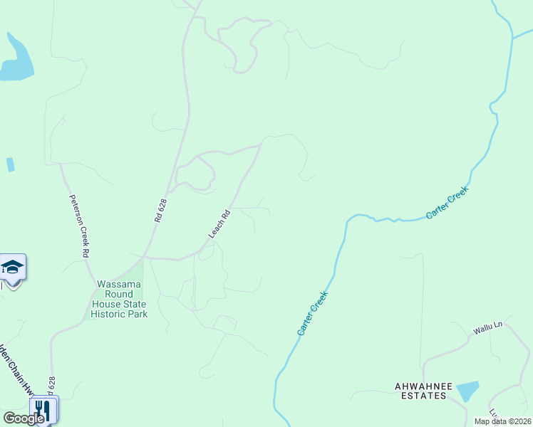 map of restaurants, bars, coffee shops, grocery stores, and more near 43319 Leach Road in Ahwahnee