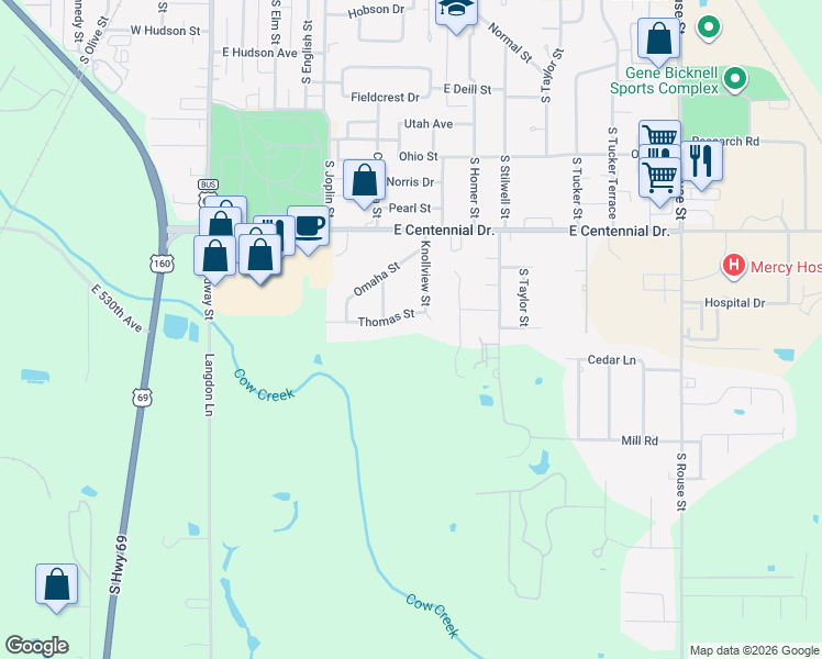 map of restaurants, bars, coffee shops, grocery stores, and more near 500-714 Thomas St in Pittsburg