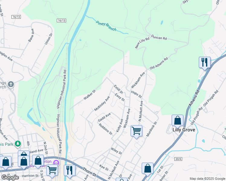 map of restaurants, bars, coffee shops, grocery stores, and more near 311 McKinley Avenue in Princeton