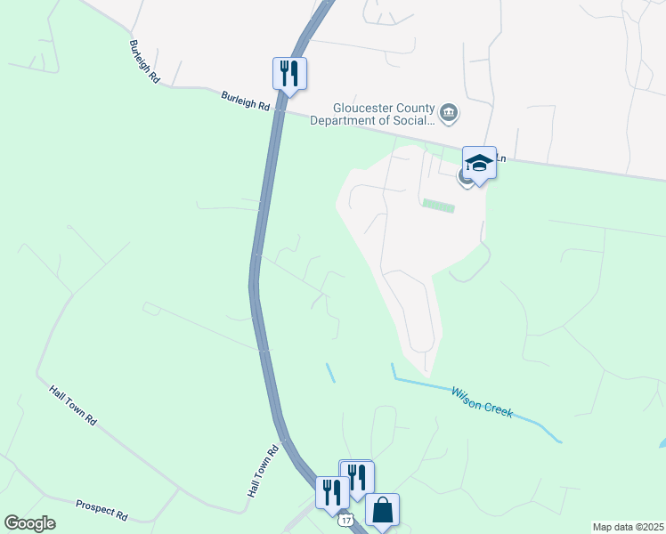 map of restaurants, bars, coffee shops, grocery stores, and more near 6467 Fleming-Rilee Lane in Gloucester