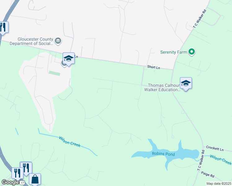map of restaurants, bars, coffee shops, grocery stores, and more near 6061 Seldon Pond Road in Gloucester