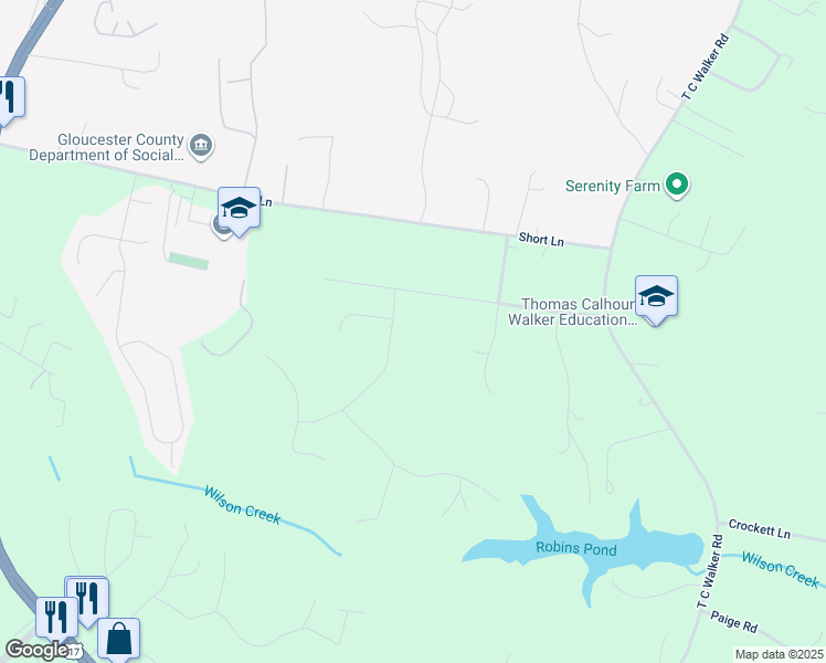 map of restaurants, bars, coffee shops, grocery stores, and more near 6061 Seldon Pond Road in Gloucester