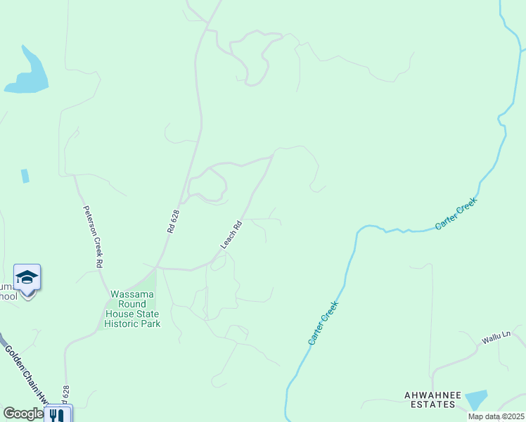 map of restaurants, bars, coffee shops, grocery stores, and more near 43410 Leach Road in Ahwahnee