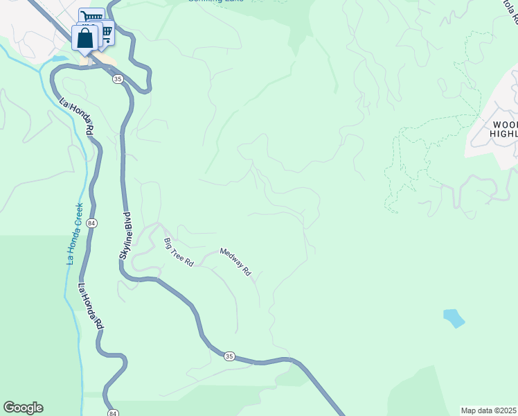 map of restaurants, bars, coffee shops, grocery stores, and more near 12 Summit Road in Woodside