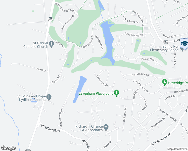 map of restaurants, bars, coffee shops, grocery stores, and more near 15207 Lavenham Terrace in Midlothian