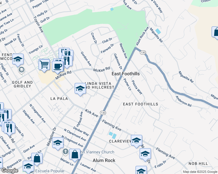 map of restaurants, bars, coffee shops, grocery stores, and more near 40 Valley View Avenue in San Jose