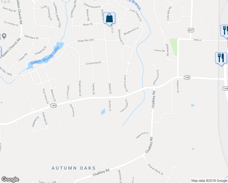 map of restaurants, bars, coffee shops, grocery stores, and more near 9741 Shiloh Drive in Richmond