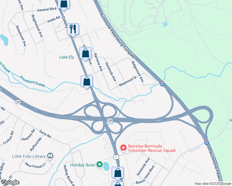 map of restaurants, bars, coffee shops, grocery stores, and more near 10613 Ravindale Avenue in Richmond