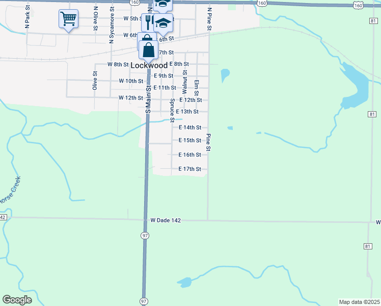 map of restaurants, bars, coffee shops, grocery stores, and more near East 16th Street in Lockwood