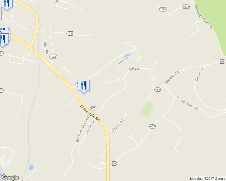 map of restaurants, bars, coffee shops, grocery stores, and more near 343 Ridge Road in Troutville