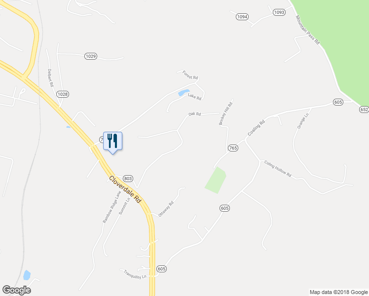 map of restaurants, bars, coffee shops, grocery stores, and more near 442 Ridge Road in Troutville