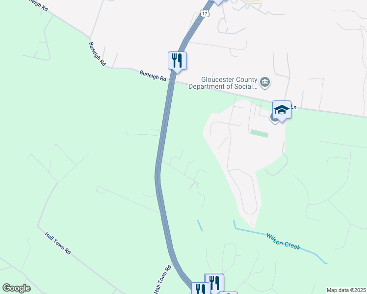 map of restaurants, bars, coffee shops, grocery stores, and more near 6439 Fleming-Rilee Lane in Gloucester