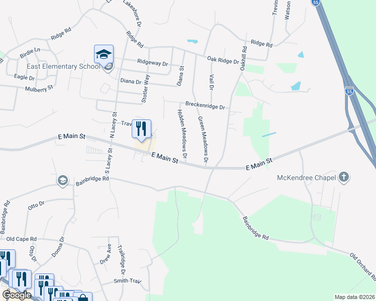 map of restaurants, bars, coffee shops, grocery stores, and more near 234 Hidden Meadows Drive in Jackson