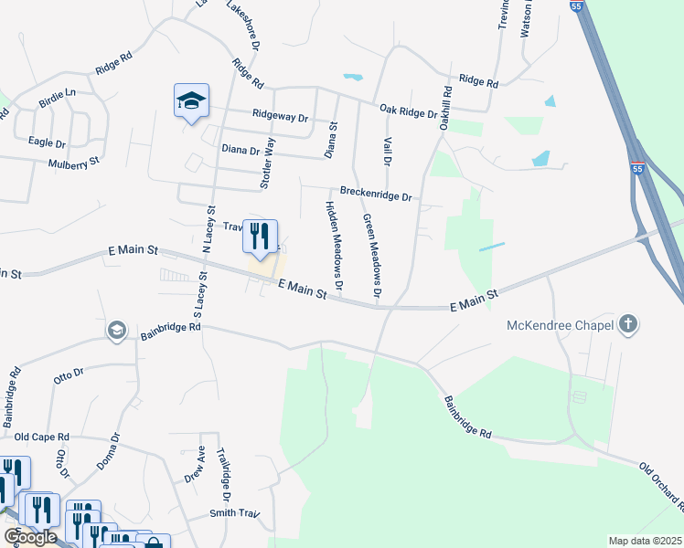 map of restaurants, bars, coffee shops, grocery stores, and more near 236 Hidden Meadows Drive in Jackson