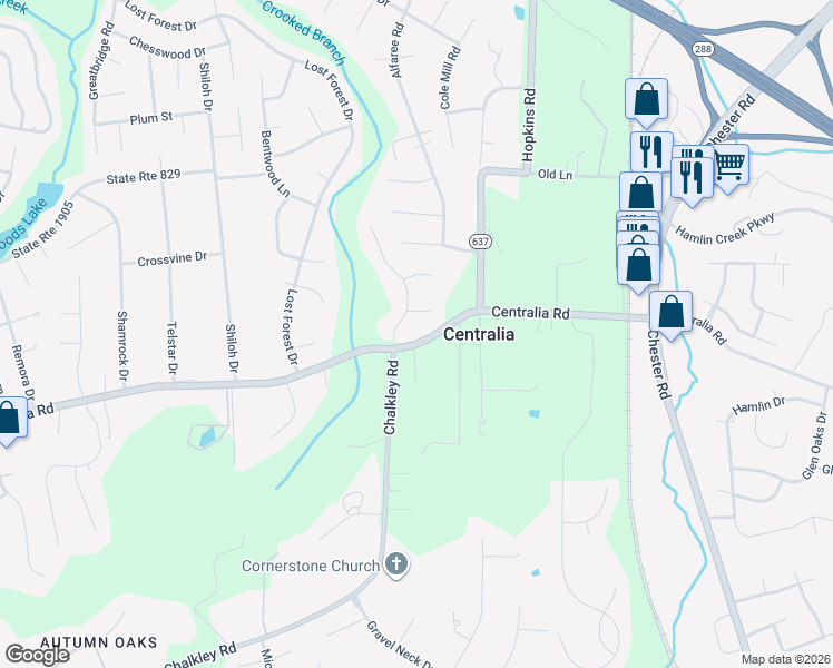 map of restaurants, bars, coffee shops, grocery stores, and more near 4730 Centralia Road in Richmond