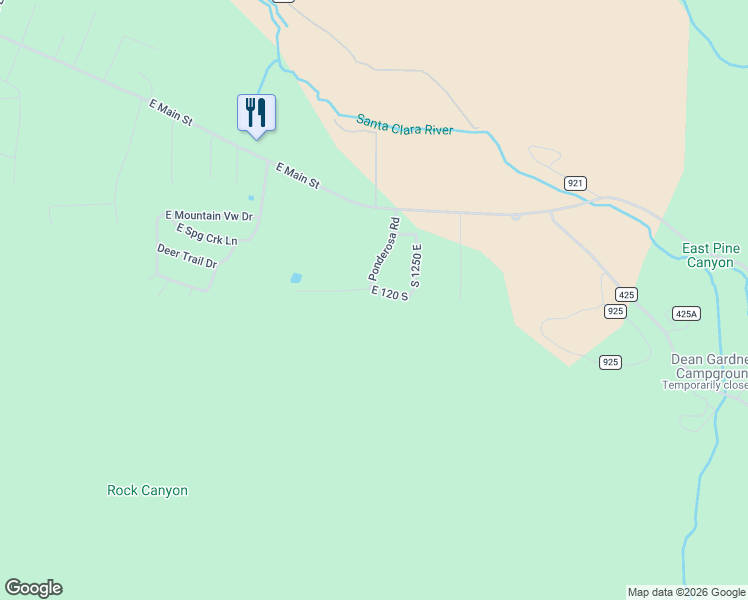 map of restaurants, bars, coffee shops, grocery stores, and more near 1210 East Bristle Cone Road in Pine Valley