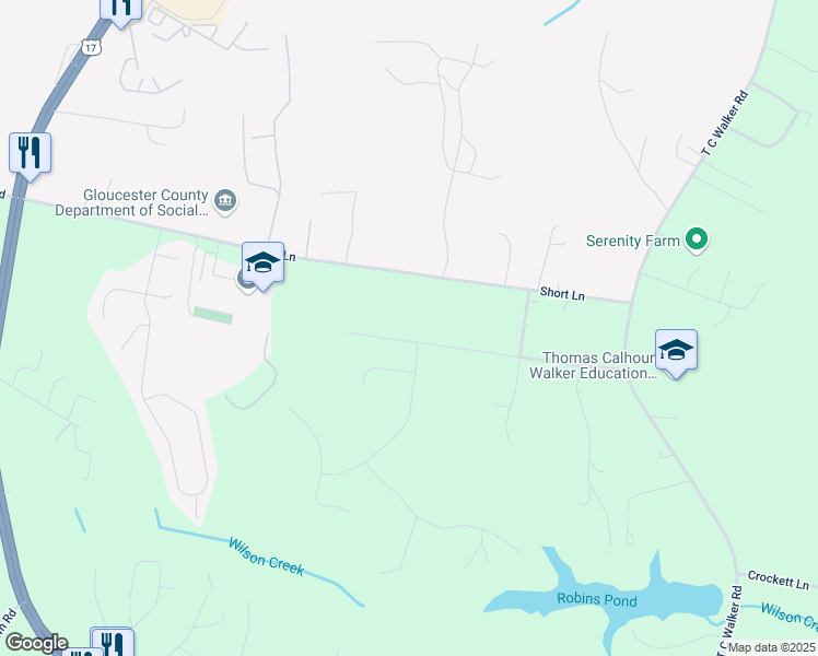 map of restaurants, bars, coffee shops, grocery stores, and more near 6851 Seawell Avenue in Gloucester