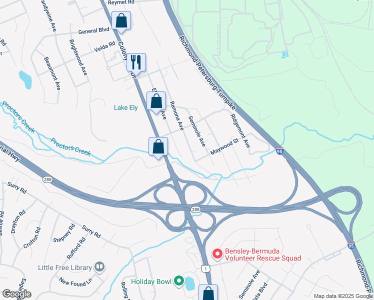 map of restaurants, bars, coffee shops, grocery stores, and more near 10534 Ramona Avenue in Richmond