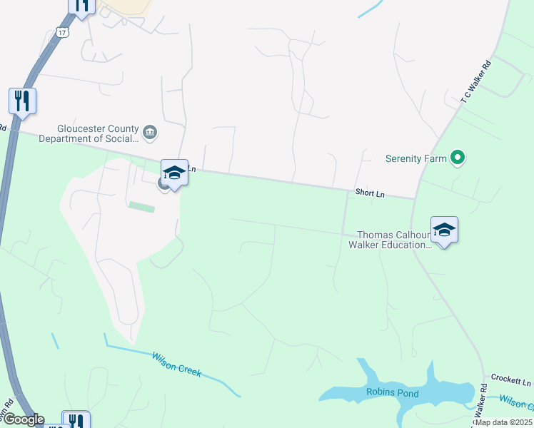 map of restaurants, bars, coffee shops, grocery stores, and more near 6851 Seawell Avenue in Gloucester