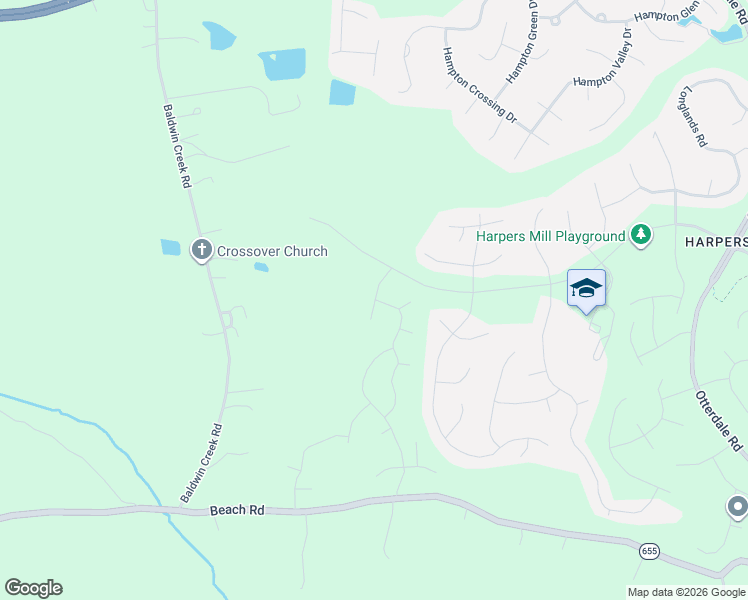 map of restaurants, bars, coffee shops, grocery stores, and more near 16301 Harpers Mill Parkway in Chesterfield