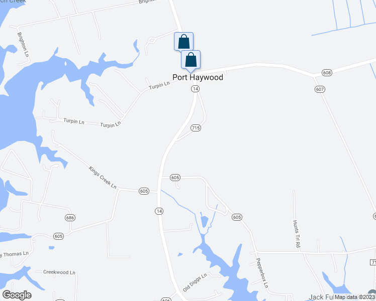 map of restaurants, bars, coffee shops, grocery stores, and more near 18 Red Mens Hall Road in Port Haywood