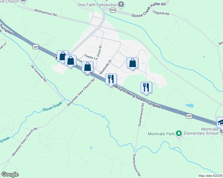 map of restaurants, bars, coffee shops, grocery stores, and more near U.S. 221 in Blue Ridge