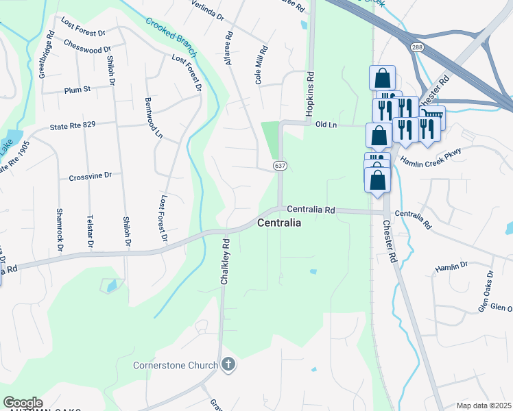 map of restaurants, bars, coffee shops, grocery stores, and more near 4700 Brittonwood Court in Richmond