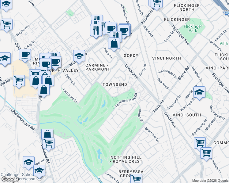 map of restaurants, bars, coffee shops, grocery stores, and more near in San Jose