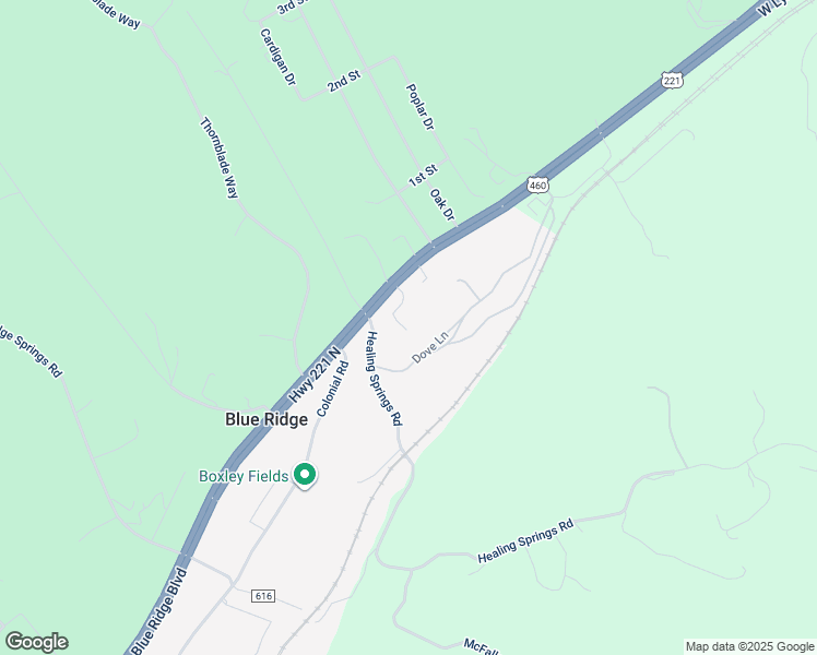 map of restaurants, bars, coffee shops, grocery stores, and more near 128 Rabbits Way in Blue Ridge